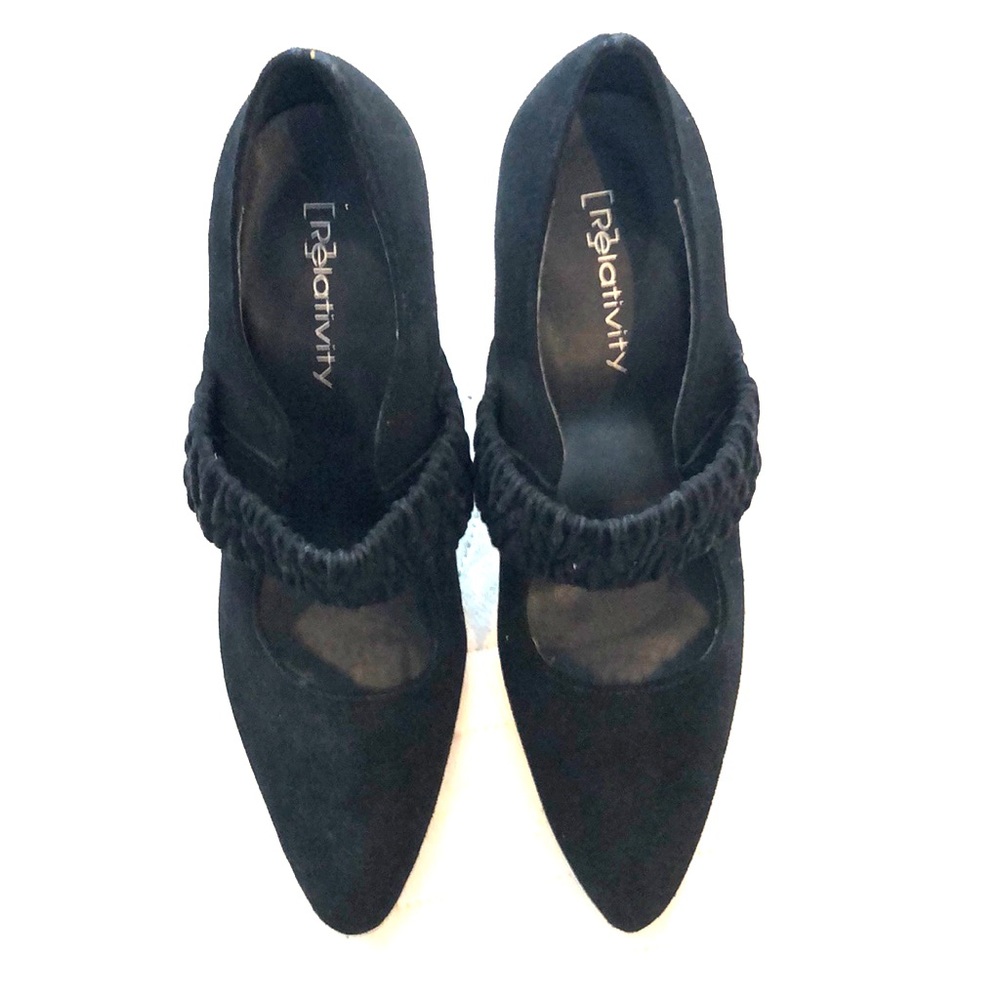 Relativity Black Suede Dressy Booties, Sz 10
